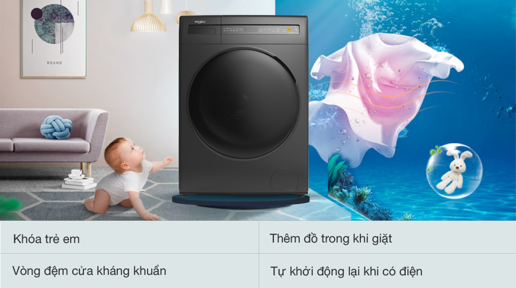 Product Máy giặt sấy Whirlpool Inverter 10.5 kg WWEB10702FG