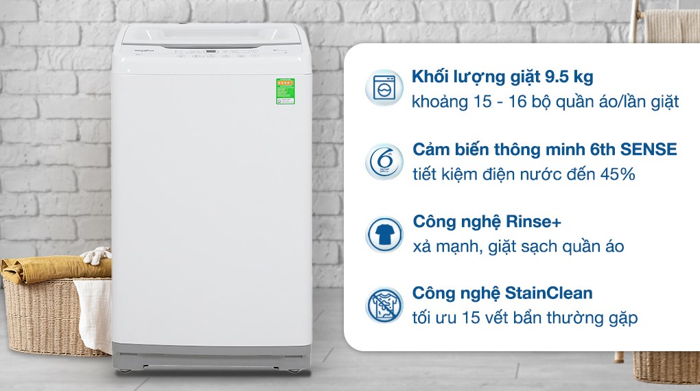 Product Máy giặt Whirlpool 9.5 kg VWVC9502FS chính hãng - Bảo hành 2 năm tại nhà