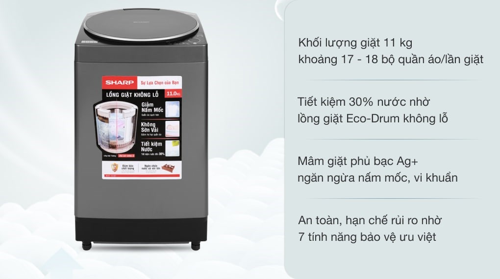 Product Máy giặt Sharp 11 kg ES-W110HV-S
