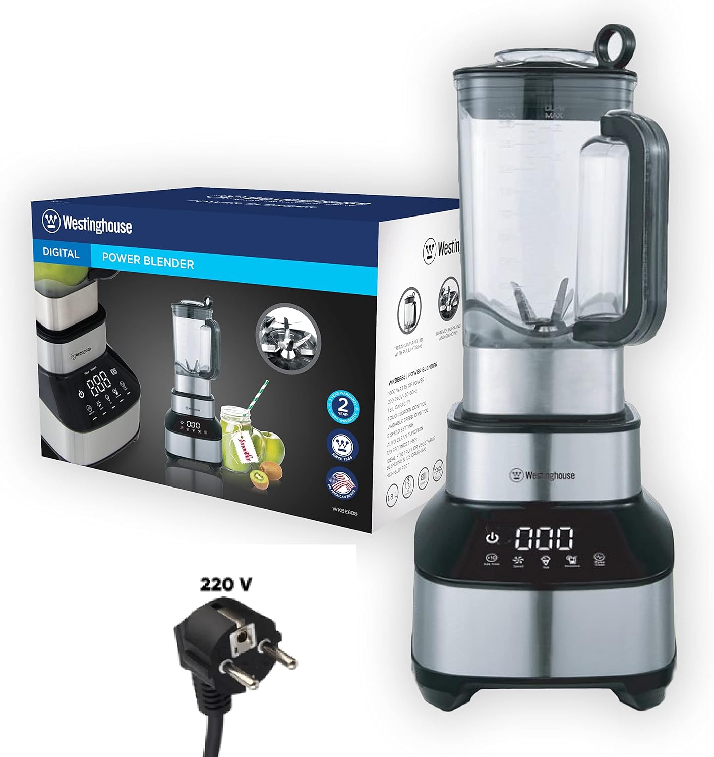 Product Máy xay sinh tố WestingHouse WKBE688 1600W Dung tích 1.8L  - Chính hãng 1 đổi 1 trong 1 năm
